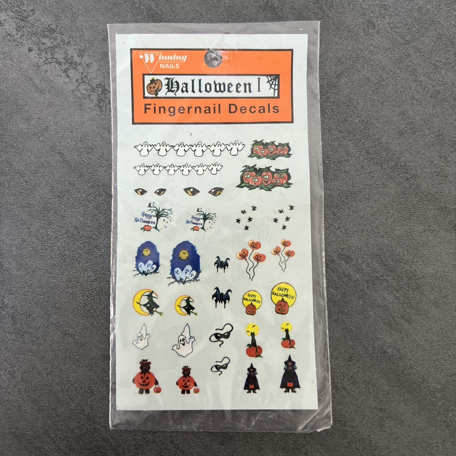 NEW Vintage 1992 Winning Nails Halloween Fingernail Decals Nail Art Ghost Spooky
