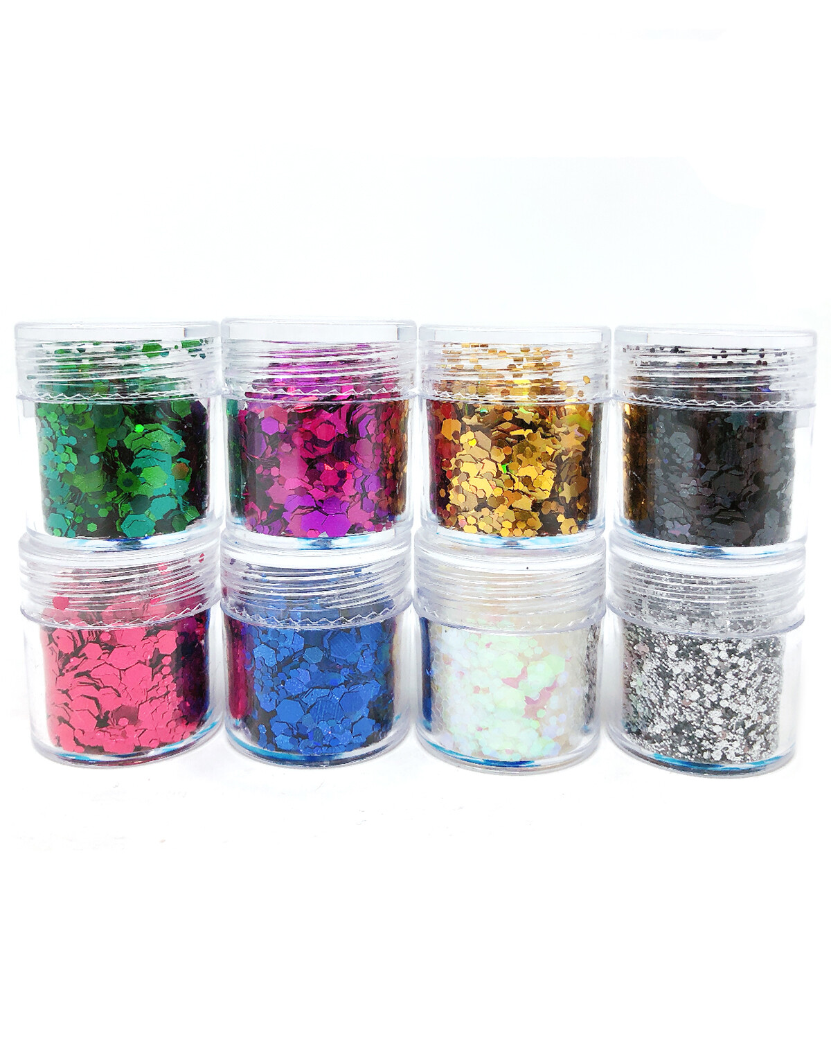Chunky Sparkling Glitter for Hair Face Makeup Nails (8 Colors), Rainbow Star