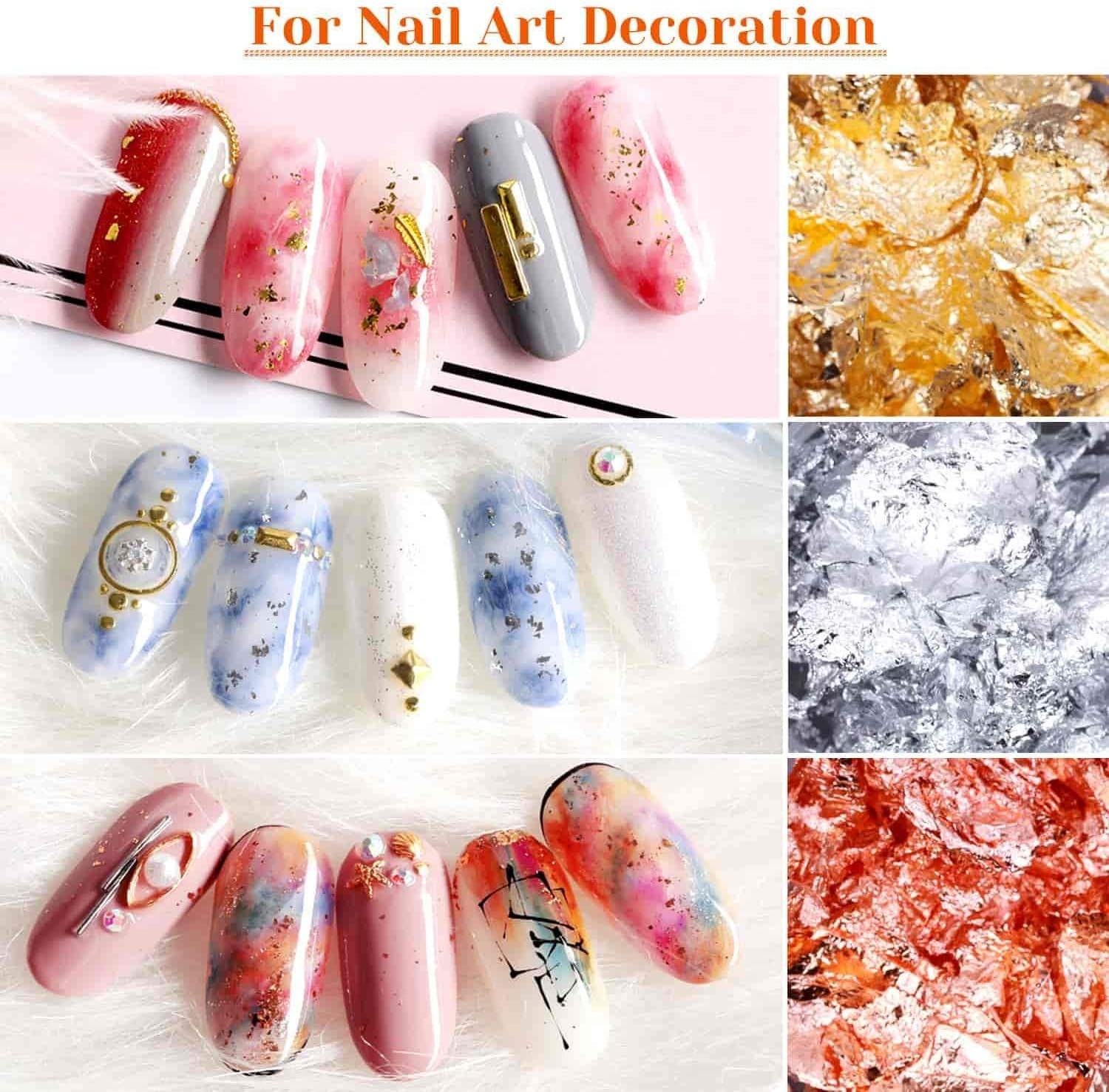 Luxury Metallic Gold Foil Flakes Kit for Crafting – Gold, Silver, Copper
