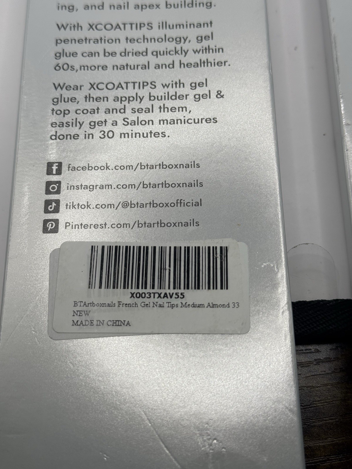 2-Pack Btartboxnails 60s Quick Drying X Coat Tips Long Square & Medium Almond