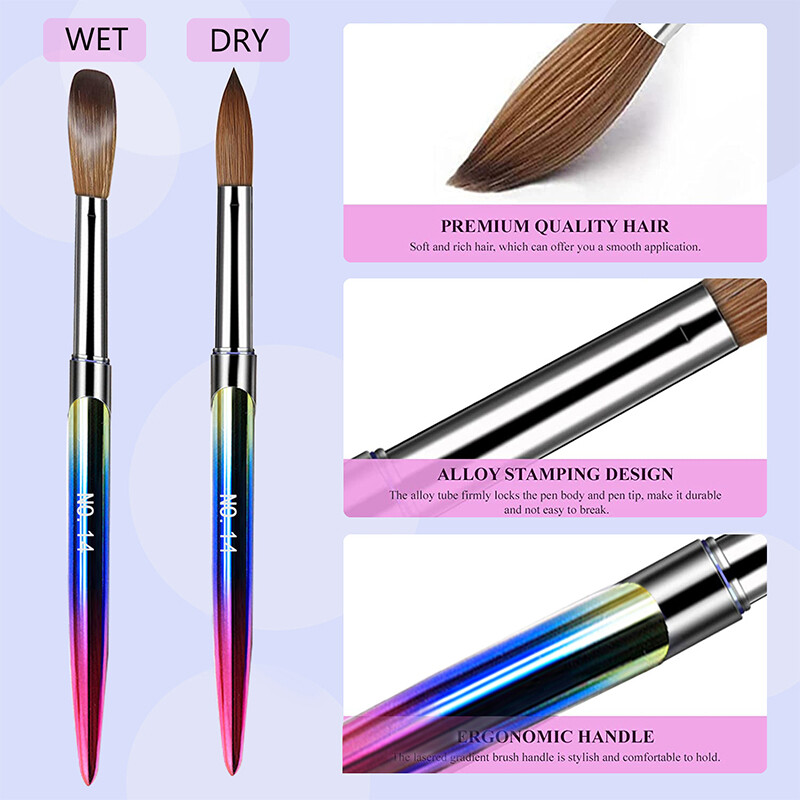 4pcs Kolinsky Nail Art Brush Pen Set for Acrylic Application Manicure E