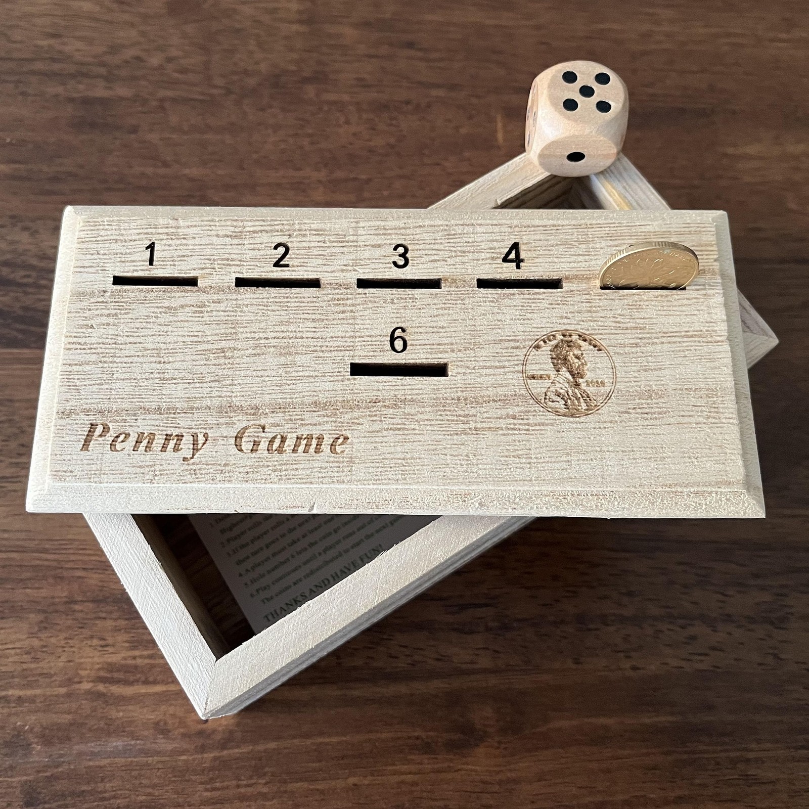 Penny Game – Fun 6 inches x 2.49 x 2.5 inches, Natural Wood Color