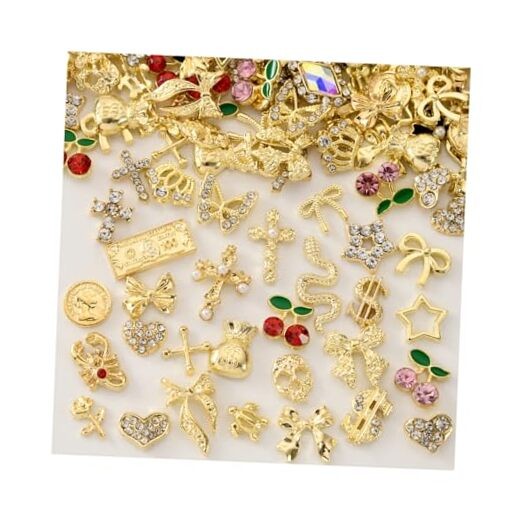 100Pcs Nail Charms and Gems Charms for Nails Design Charms for 100 Pcs Gold