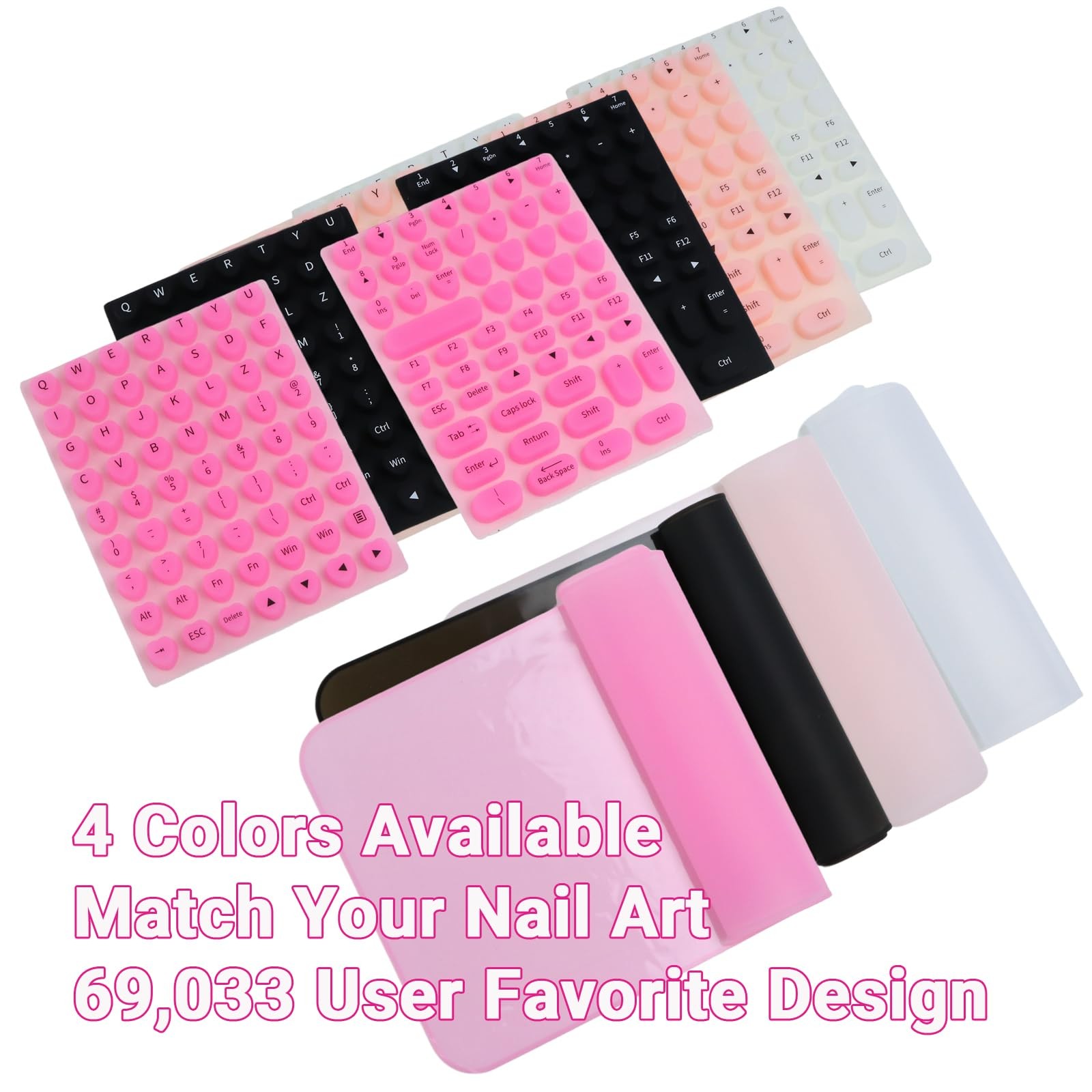 Long Nail Keyboard Stickers and Cover for Long Nails – 119 Keys Set, Fits 15-…