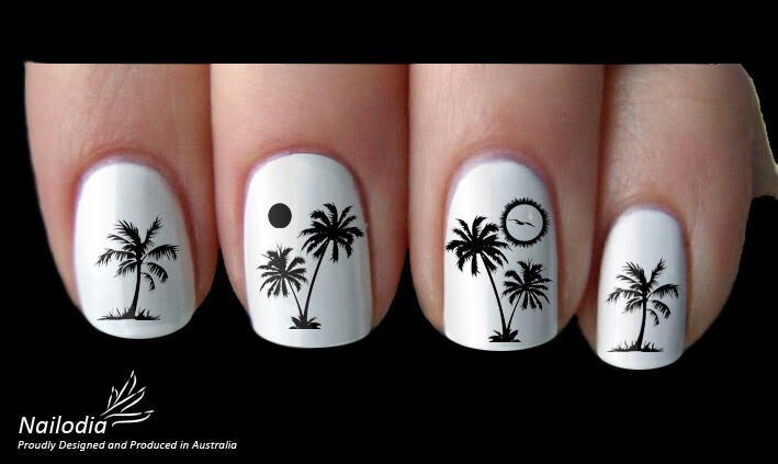 Palm Tree Nail Art Decal Sticker Water Transfer Slider – Tropical Theme