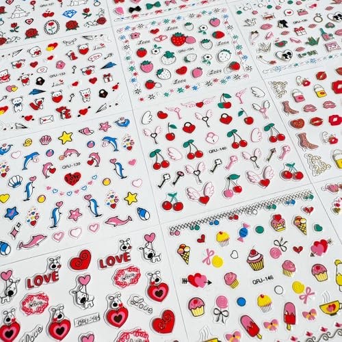 2000Pcs Heart Nail Stickers 3D Self-Adhesive Stickers 1030 Stickers 1030-27