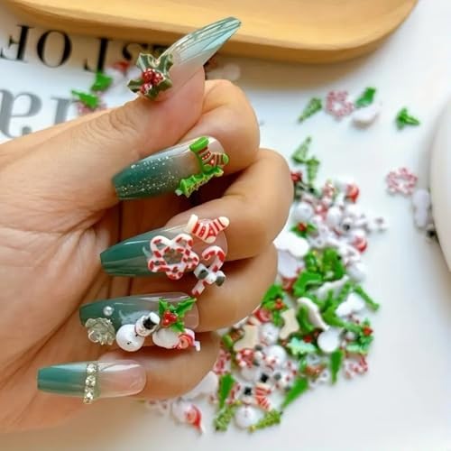 54PCS 3D Christmas Nail Art Charms Christmas Resin Nail Charms Snowman Style-4