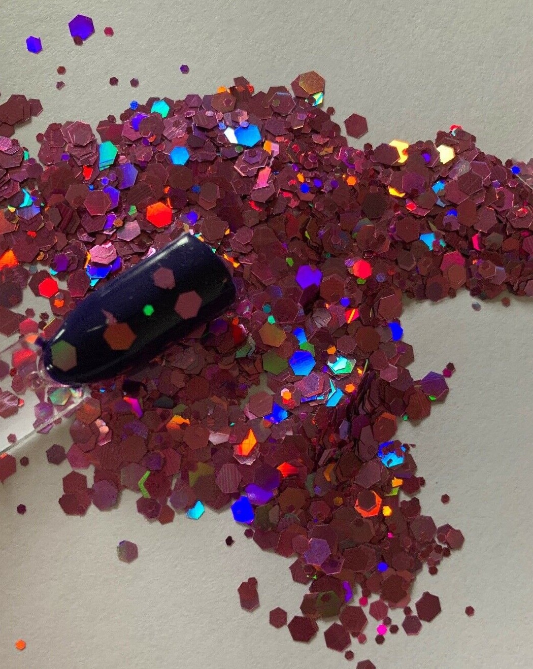 Holographic Pink Hexagon Nail Glitter Mixed Siz | 1 TSP | Gel Nail Art & Acrylic