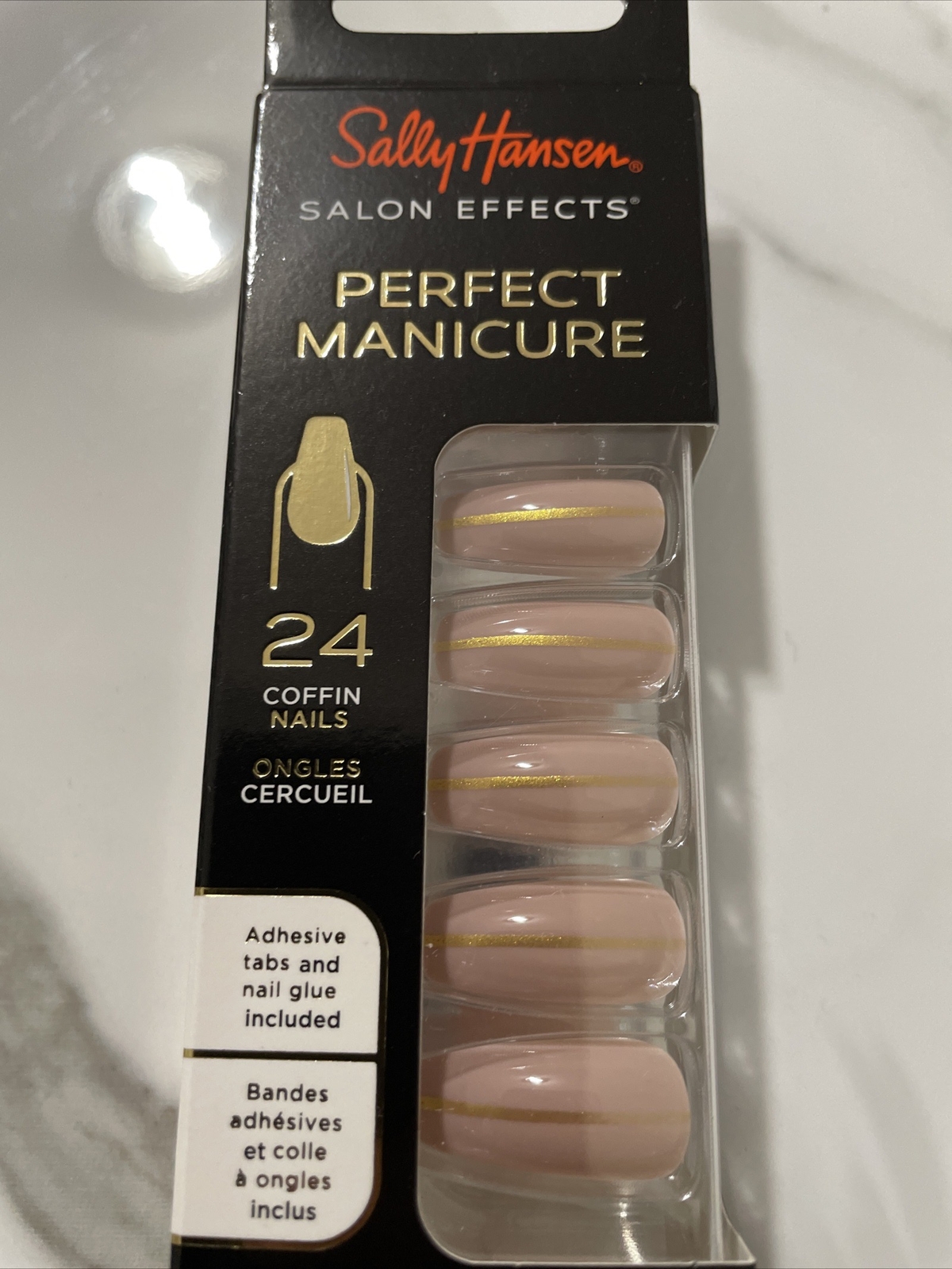 Sally Hansen Perfect Manicure Salon Effect, Meet Me in the Metal-24 Coffin Nails