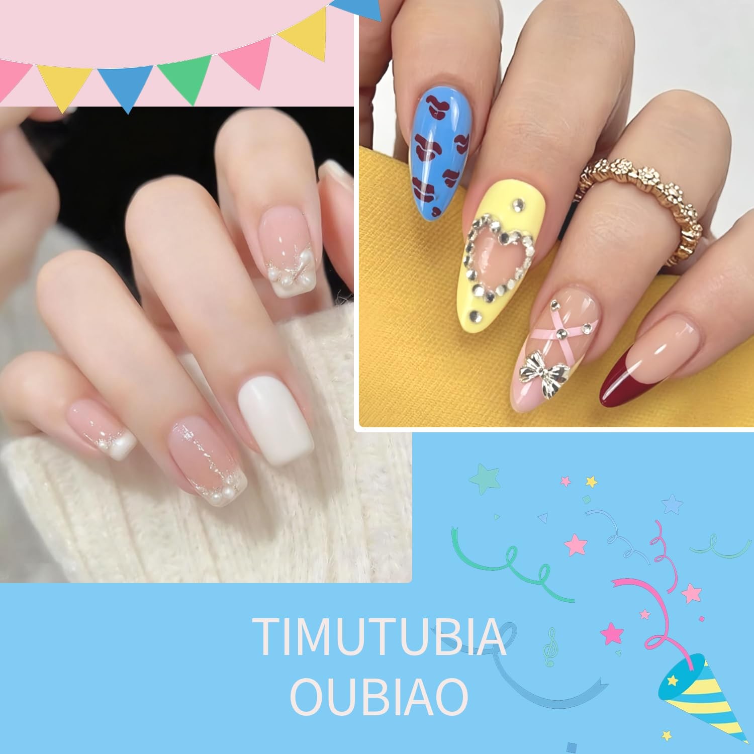 Matte Shimmer Full Cover Reusable Press On Acrylic Nails