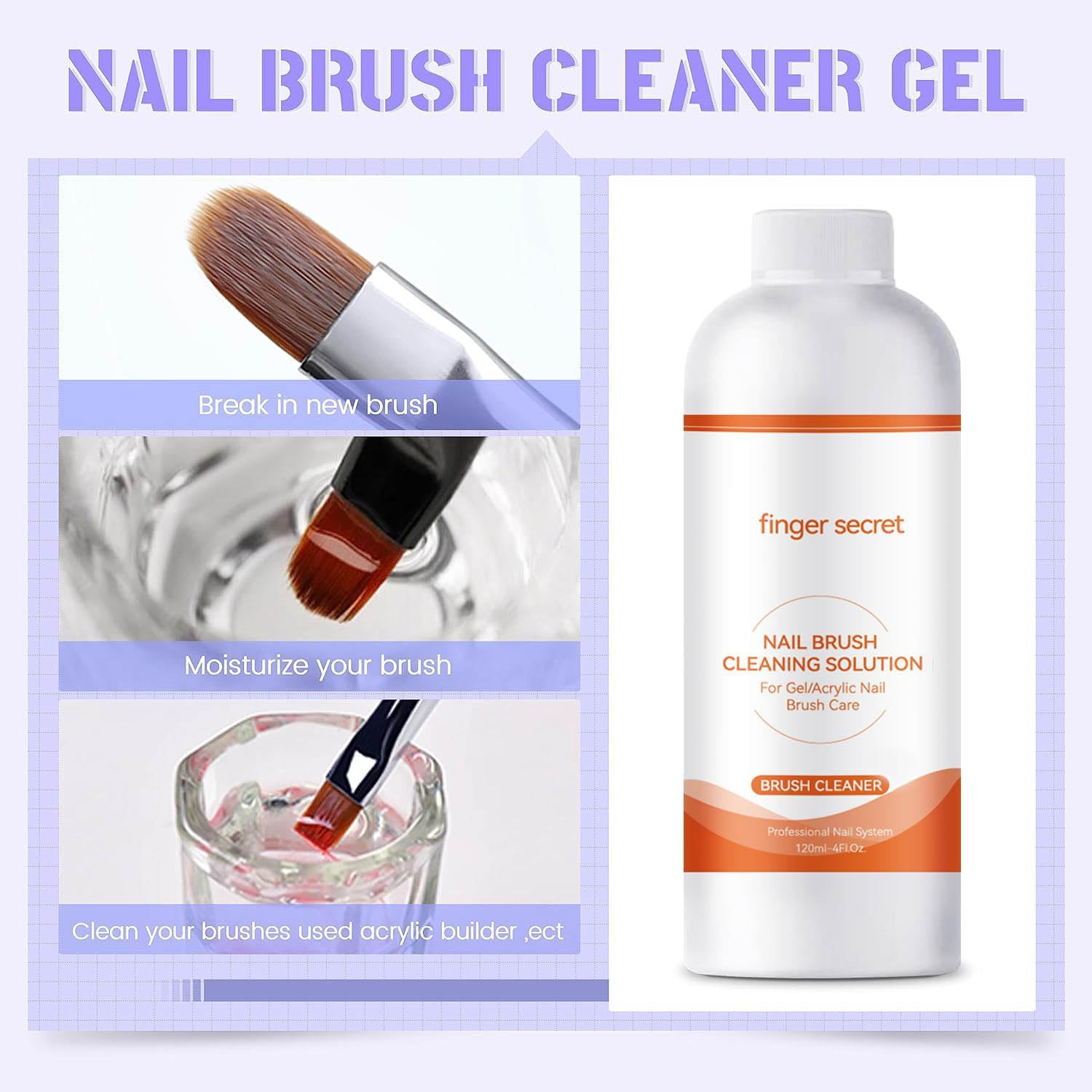 Nail Brush Cleaner & Revitalizing Solution – Fast-Acting Cleaner for Acrylic Bru