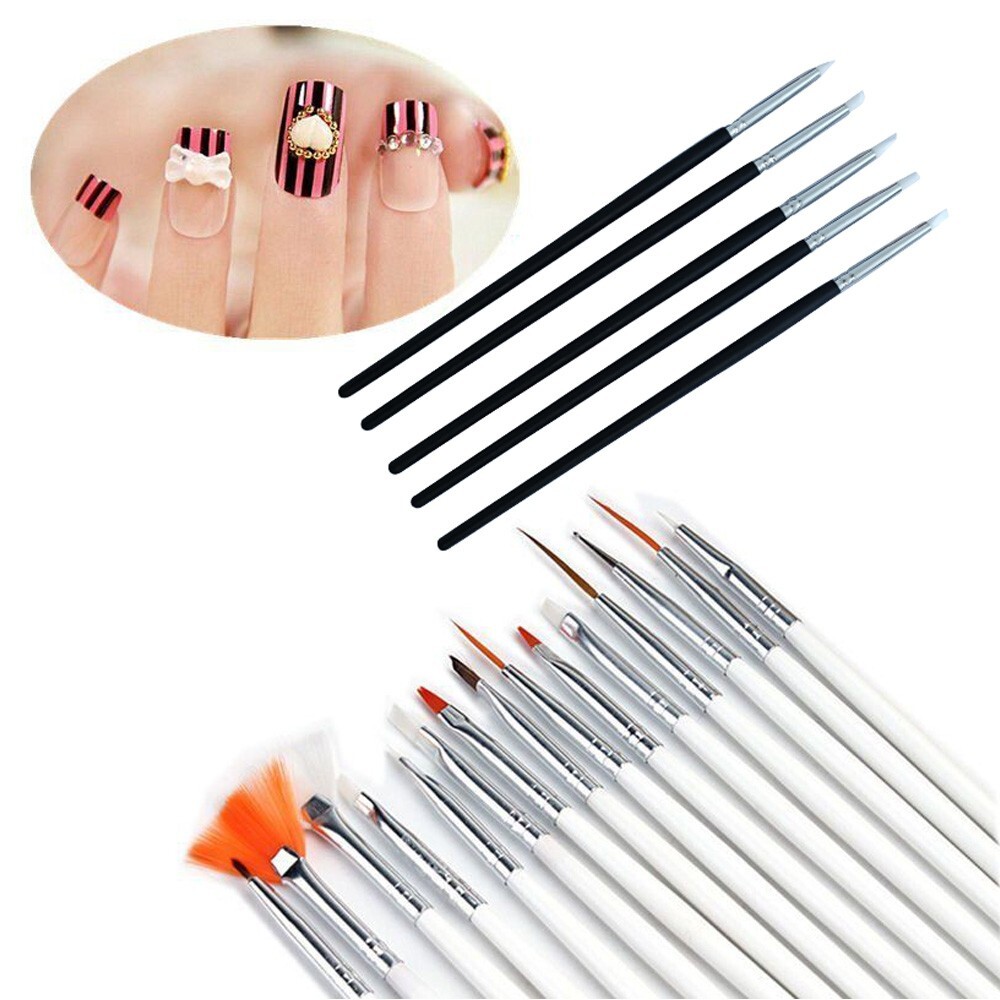 20pcs Nail Art Brush Set Flower Brush with Silicon Dotting Pen Nail Art Tools