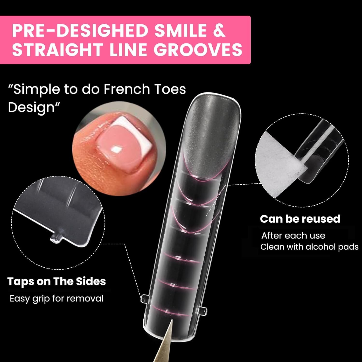 Polygel Dual Nail Forms for Toes, GlimightyX 0.01 Fl Oz (Pack of 120), Clear