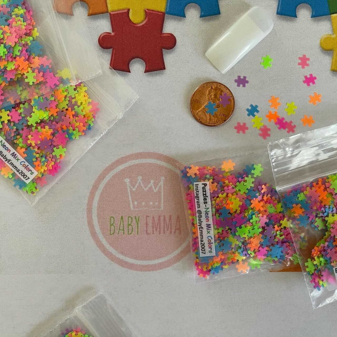 Solvent Resistant Puzzles Shaped (Neon Mixed) 5mm Glitter-Nail Art Acrylic Gel