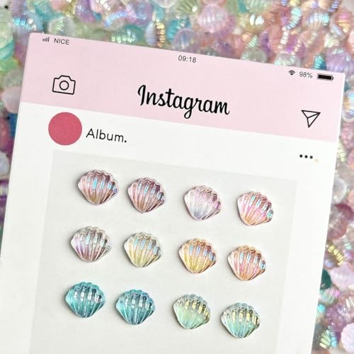 200Pcs Summer Ocean Seashell Nails Charms 3D Resin Shell Nail Art Rhinestones