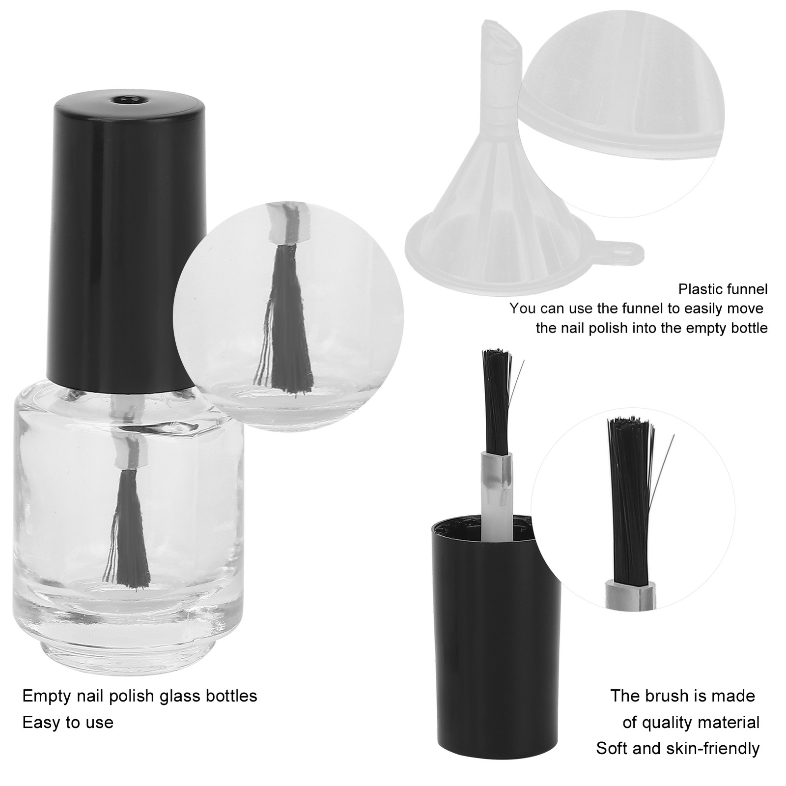 10pcs Empty Nail Polish Bottle With Brush Cap For DIY Use Excellent