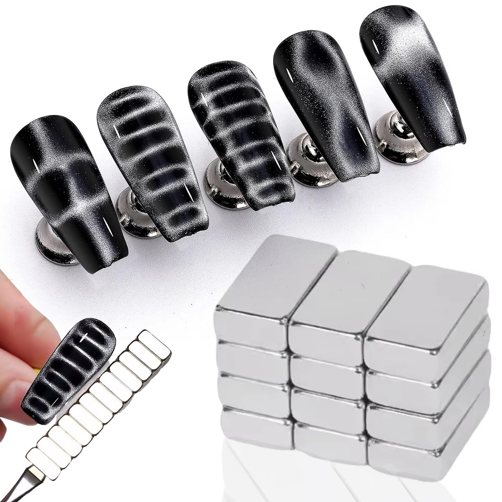 12Pcs Cat Eye Nail Magnet for Nail Art Cat Eye Gel Nail Polish Magnet Multifu…