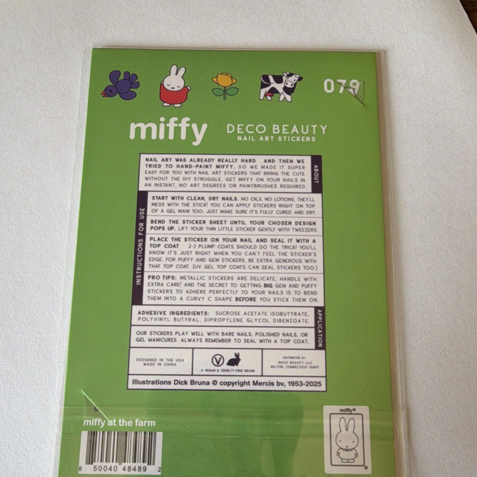 miffy Nail Art Stickers Animal Theme Vegan Cruelty-Free Multicolor at the Farm