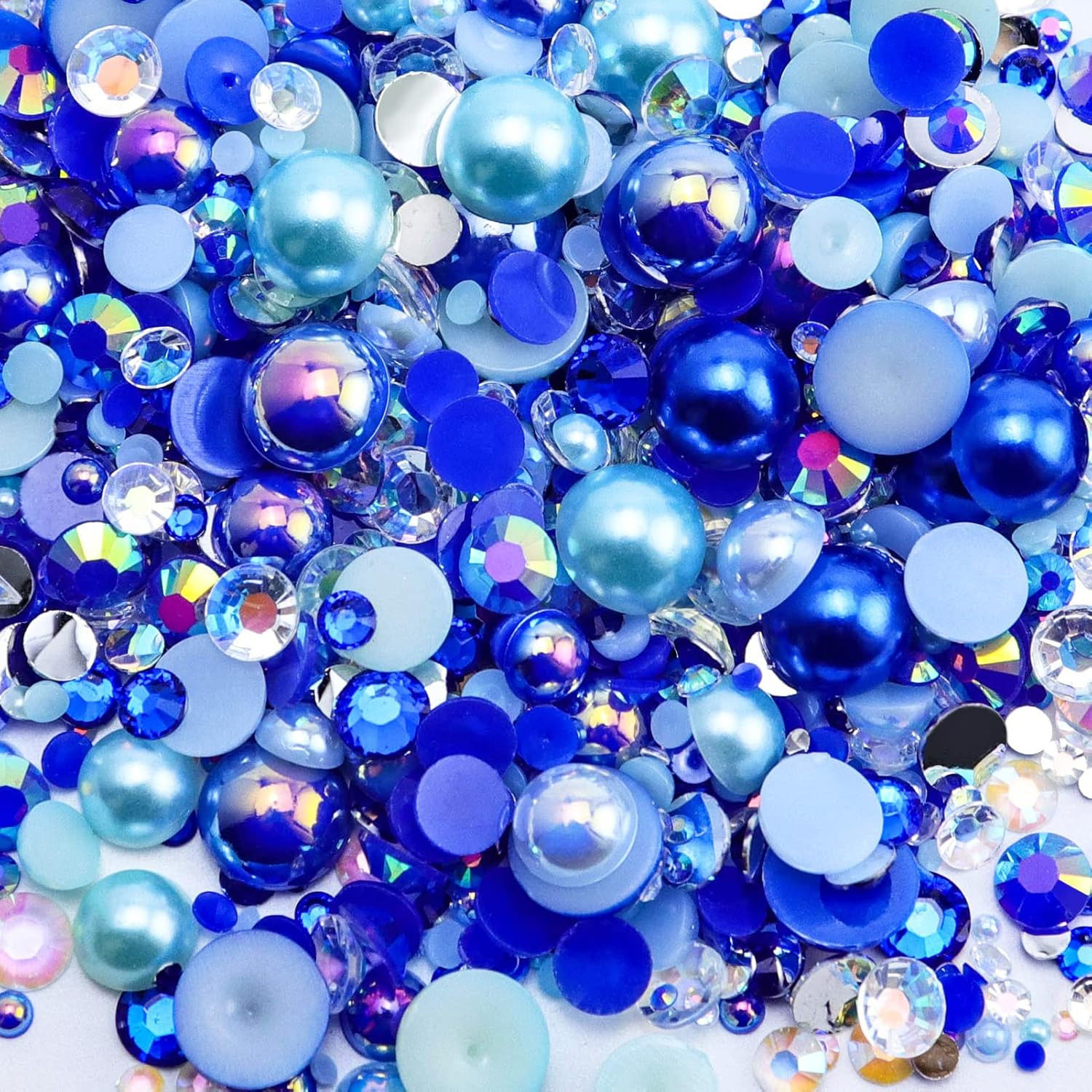 60G Mix Flatback Pearls and Rhinestones for Crafts, 3620PCS for Tumblers Nail Fa
