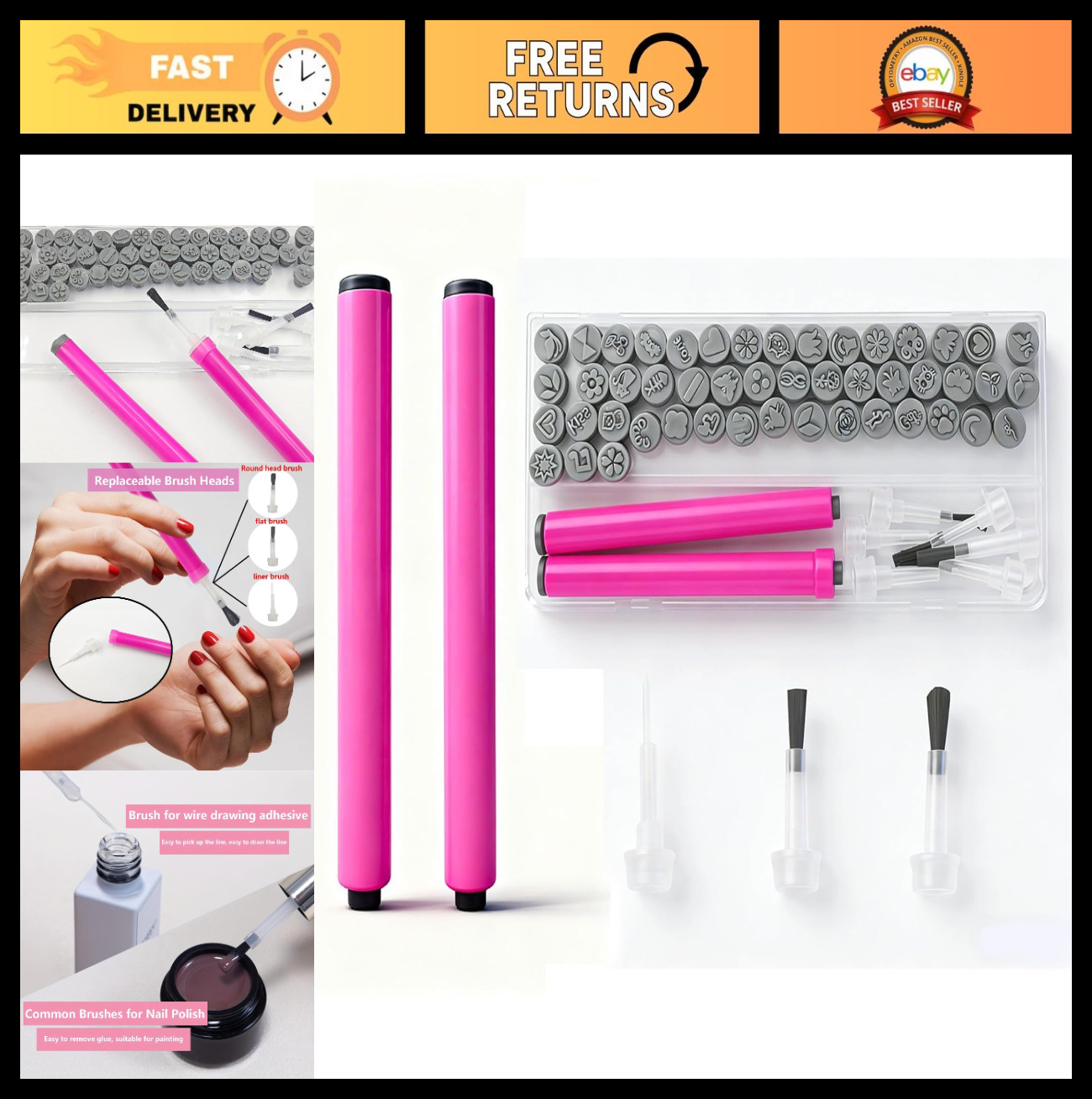 56Pcs Nail Art Stamping Set – DIY Nail Design Tools, Floral & Geometric Patterns