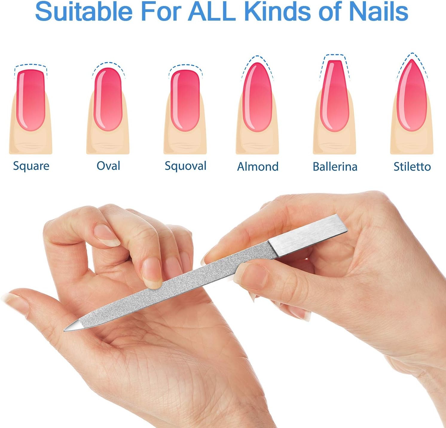 Metal Diond Nail File Set for Women Men Stainl Steel Metal