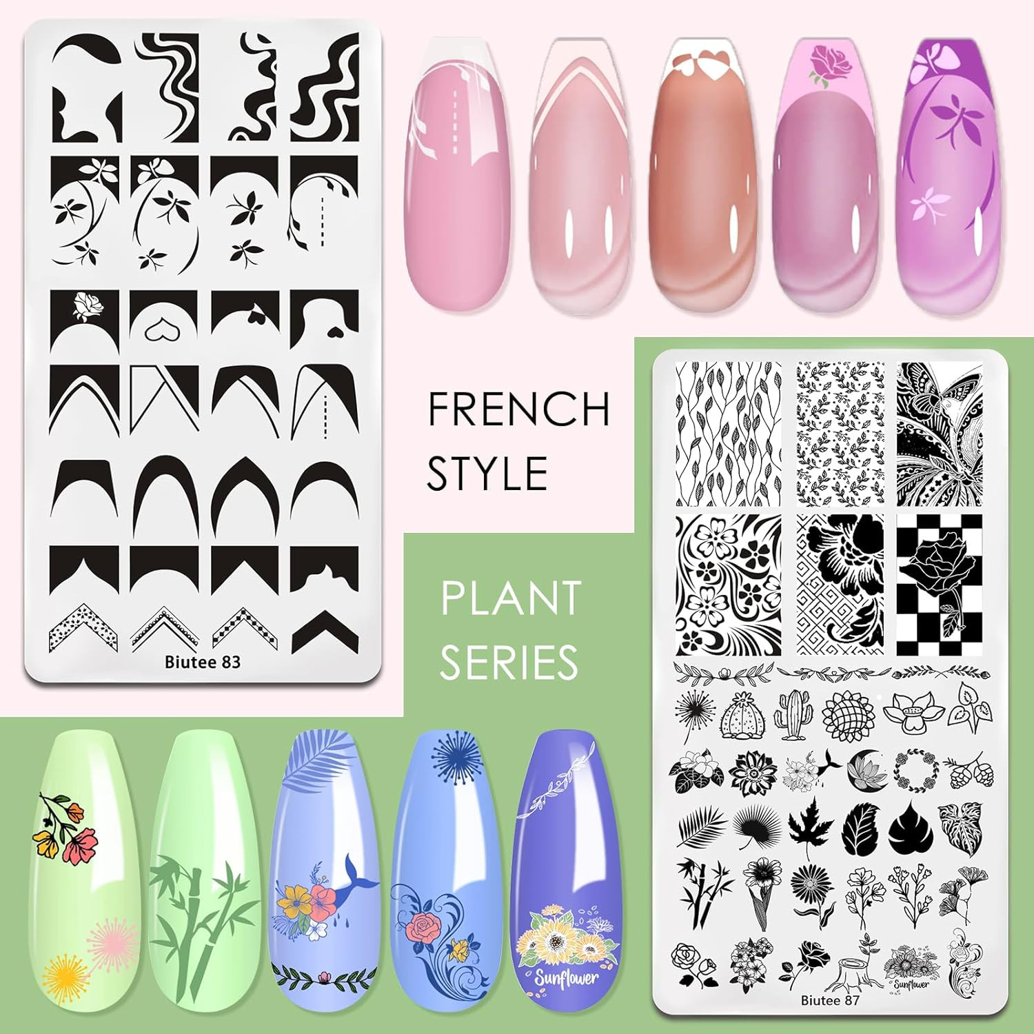 Nail Art Stamping Plates Set 10PCS French Line Stamp Templates, Nail Stamping Ki