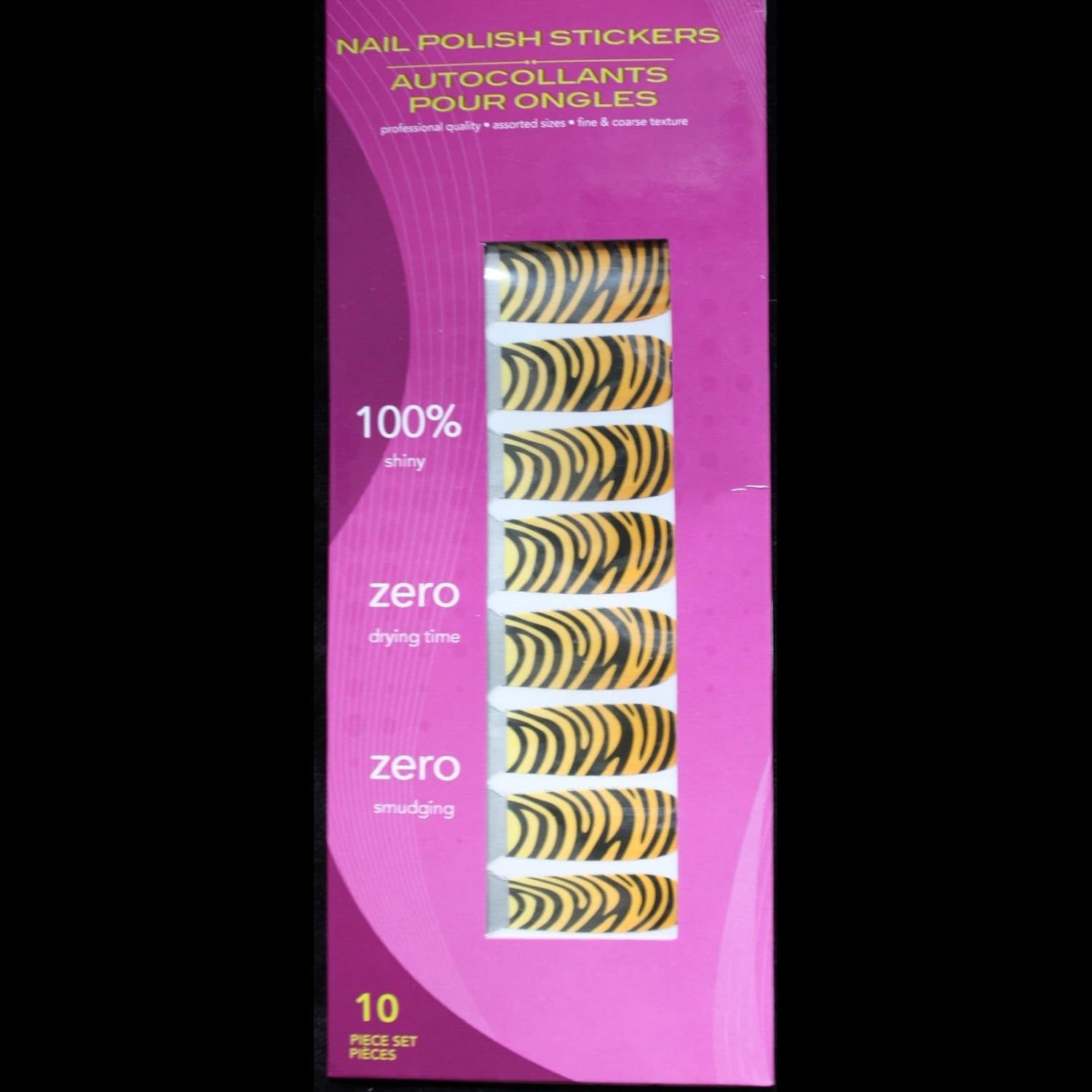 Funky NAIL ART POLISH STICKERS SET Animal Print Costume Accessory-TIGER ZEBRA