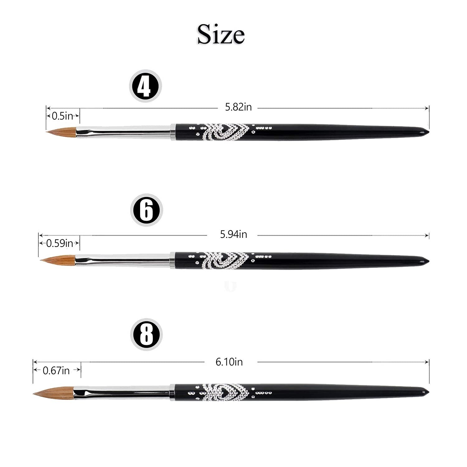 3D Kolinsky Nail Art Brush 1Pc Professional nail brushes for acrylic applicat…