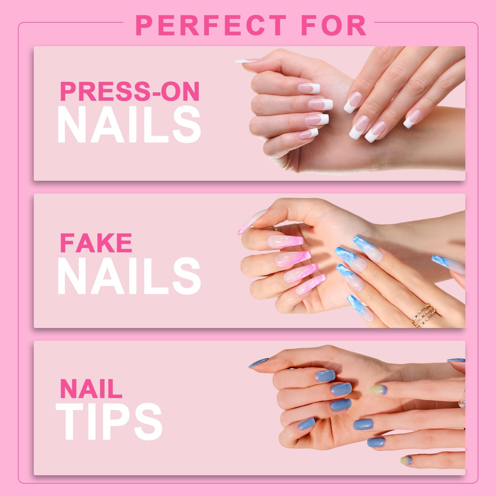 Super Strong Nail Glue, Nail Tips & Acrylic Fingernails Brush Tip Applicator …