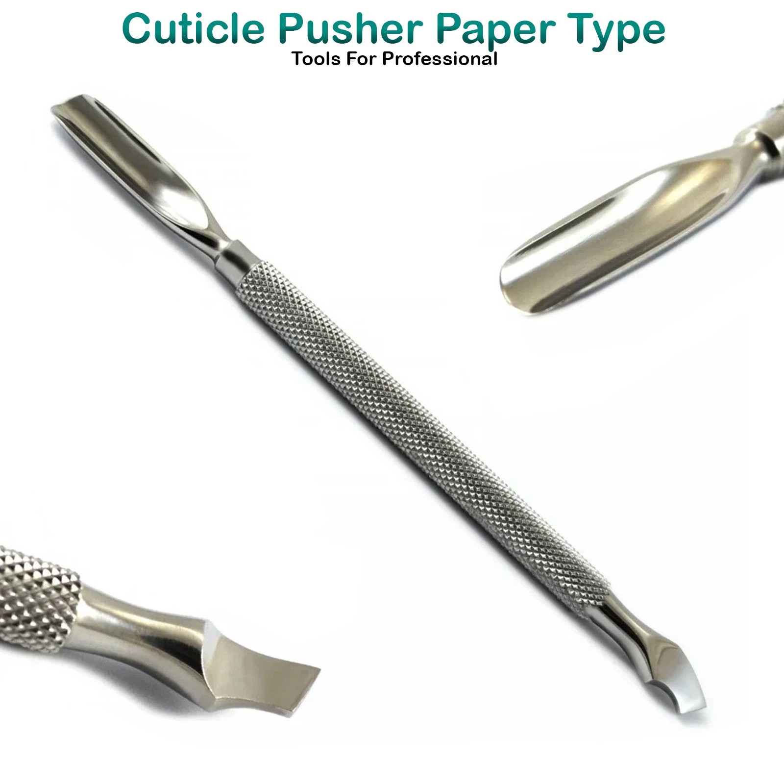 STAINLESS STEEL DOUBLE ENDED CUTICLE PUSHER NAIL CLEANER REMOVER MANICURE TOOL
