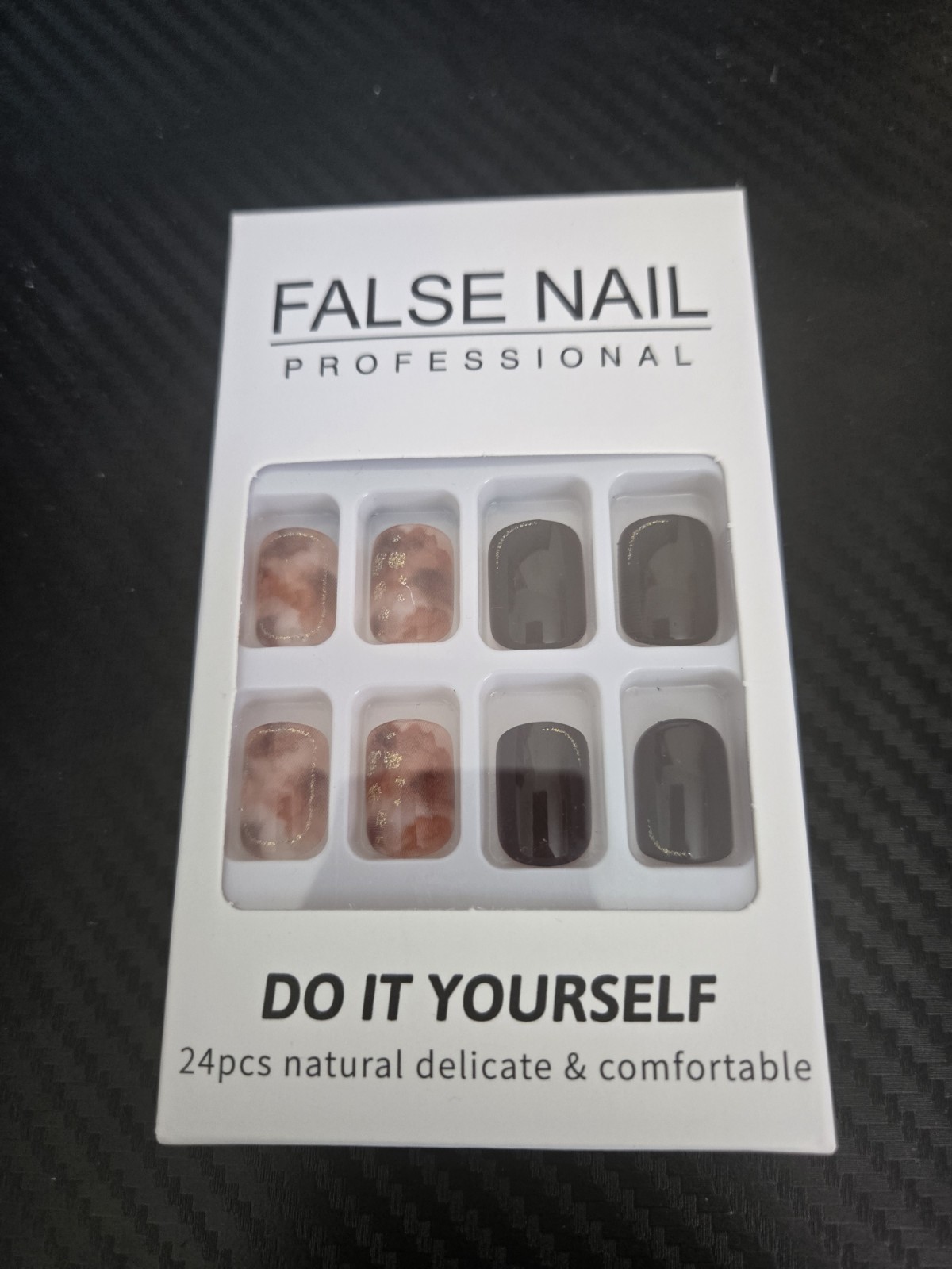5 Packs Of 24pcs Press On Nails Short Square With Glue (S-5)
