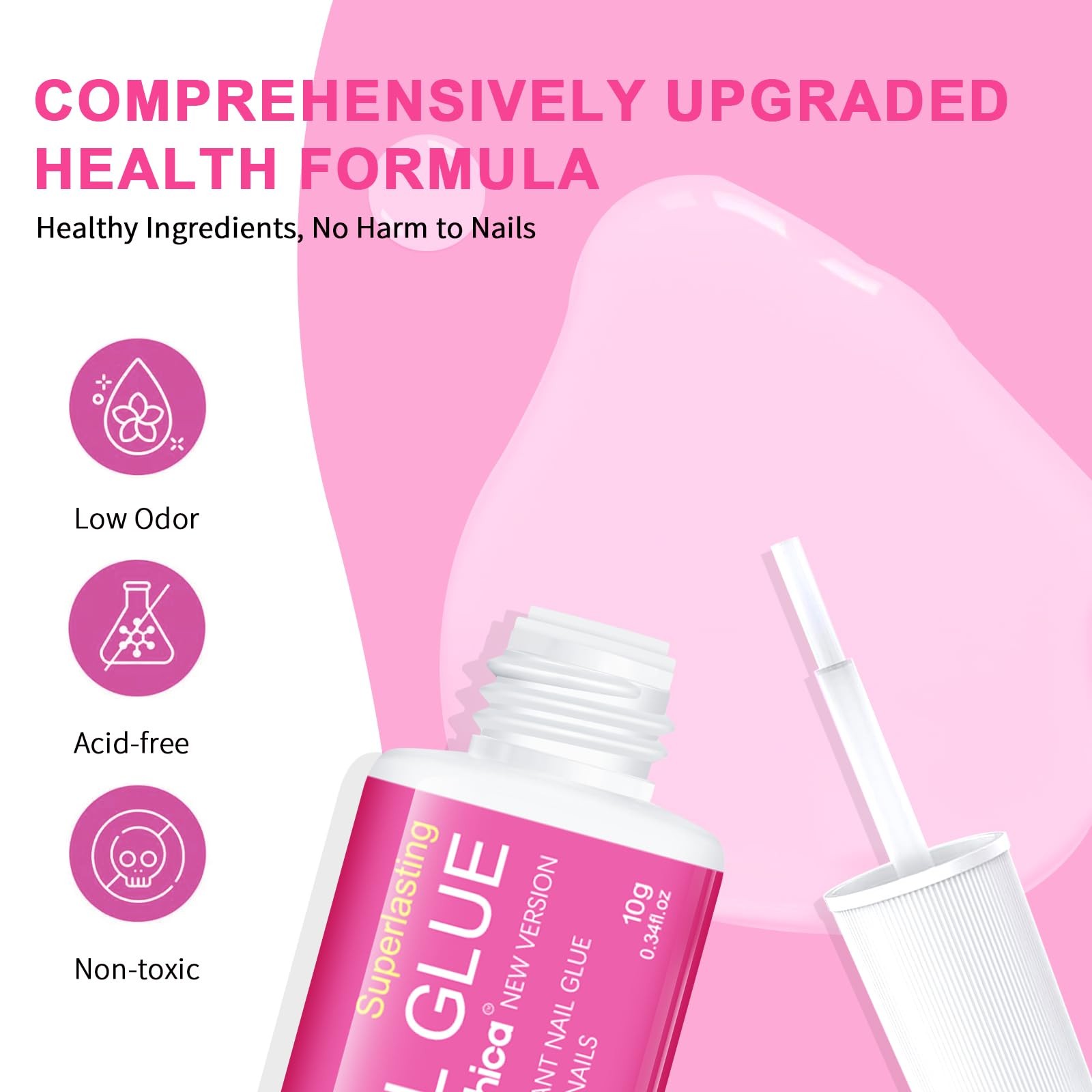 Super Strong Nail Glue, Nail Tips & Acrylic Fingernails Brush Tip Applicator …