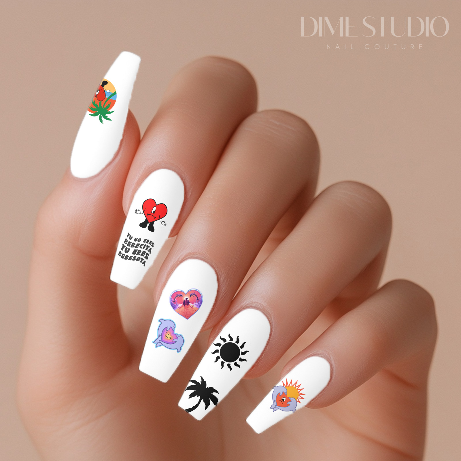 Bad Bunny Tu Eres Bebesita Nail Decals Clear Water Transfer Overlay MC-1008