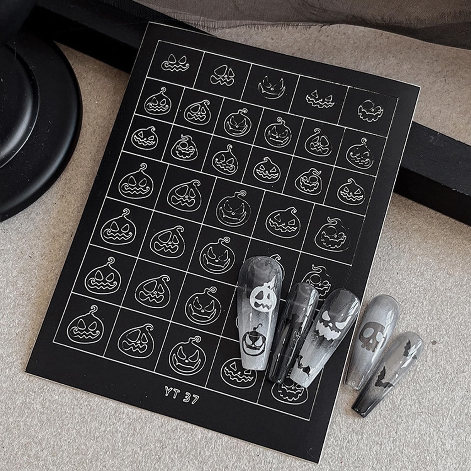 Halloween Nail Stickers Airbrush Stencils Stickers for Nail Art with Skull Gh…