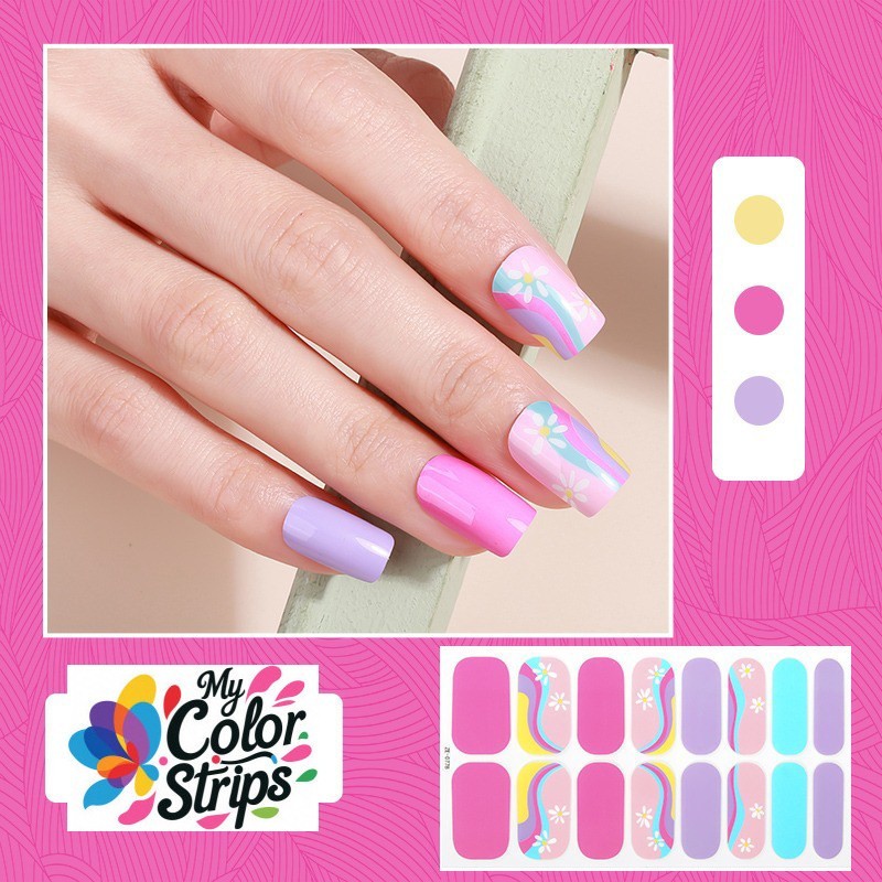 Glitter Nail Wraps Full Size Sticker Nail Polish Art Self-Stick Decor