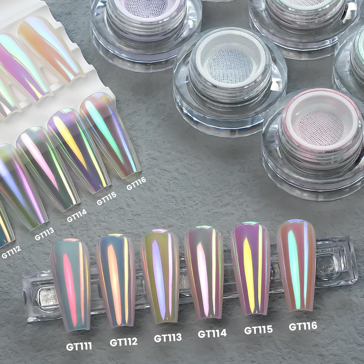 GleamTap Cushion Aurora Chrome – Nail Art Glitter