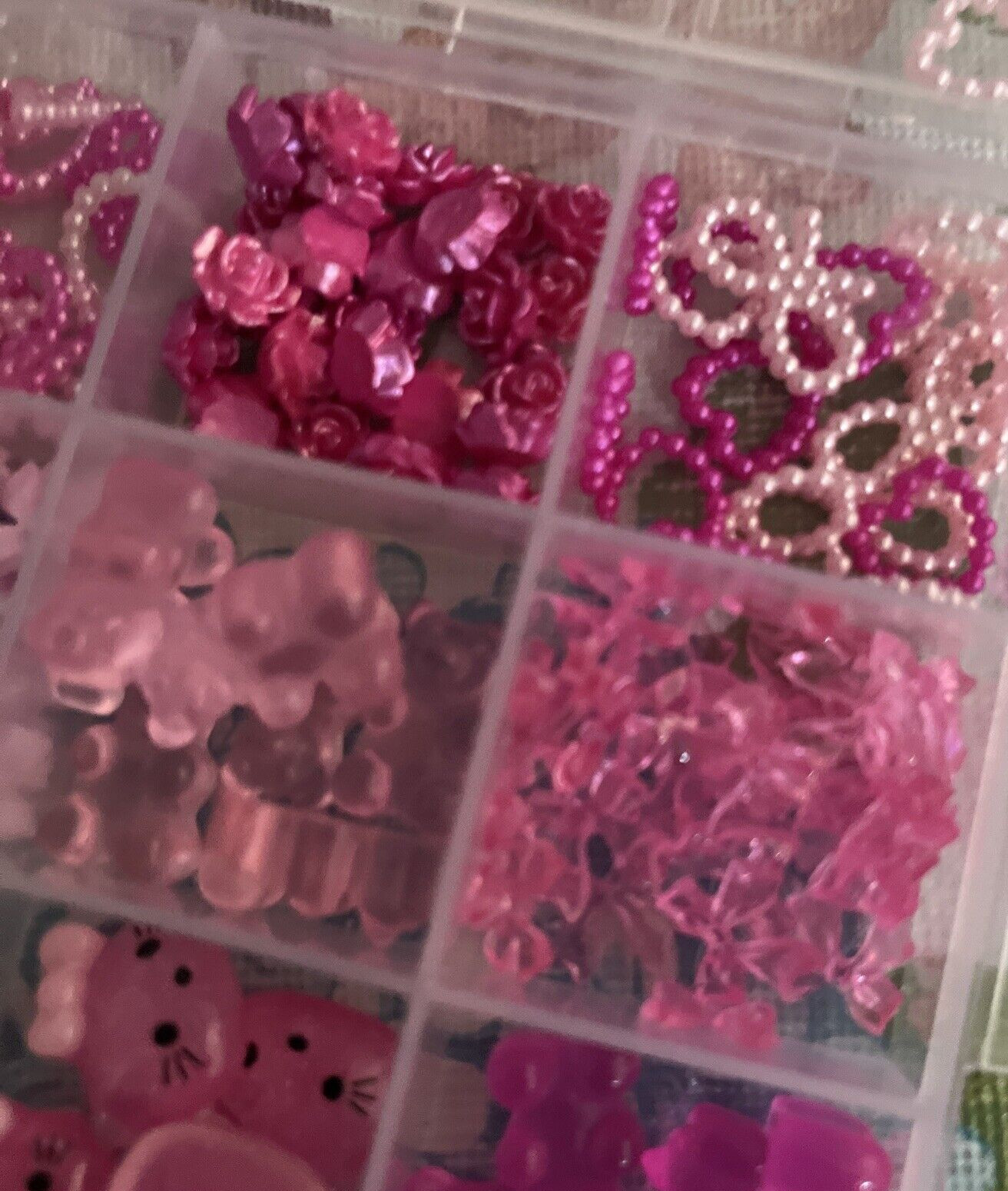 3D Pink Nail Charms Bulk Gummy Bear, Butterfly, Bow, Assorted Nail Charms Set
