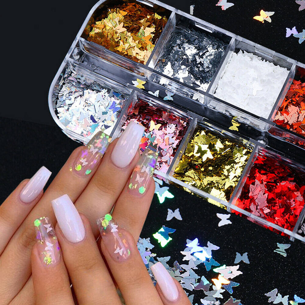 Colorful Fashion Nail Glitter Powder Sequins Laser Foils Flakes Nail Art Decors