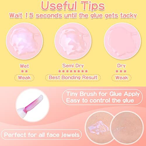 3600Pcs Face Gems Eye Pearls with Makeup Glue for Rhinestones, Half Pearls