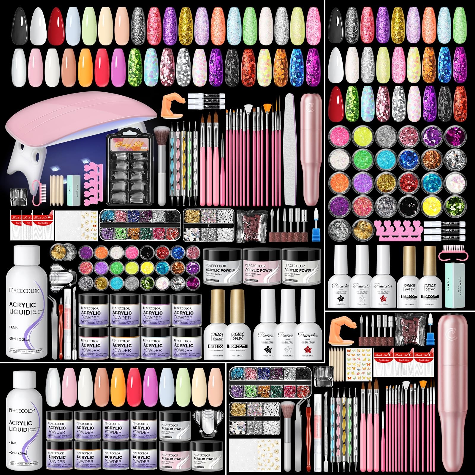 Acrylic Nail Kit for Beginners with Everything ,11 Colors Acrylic Powder Nail…