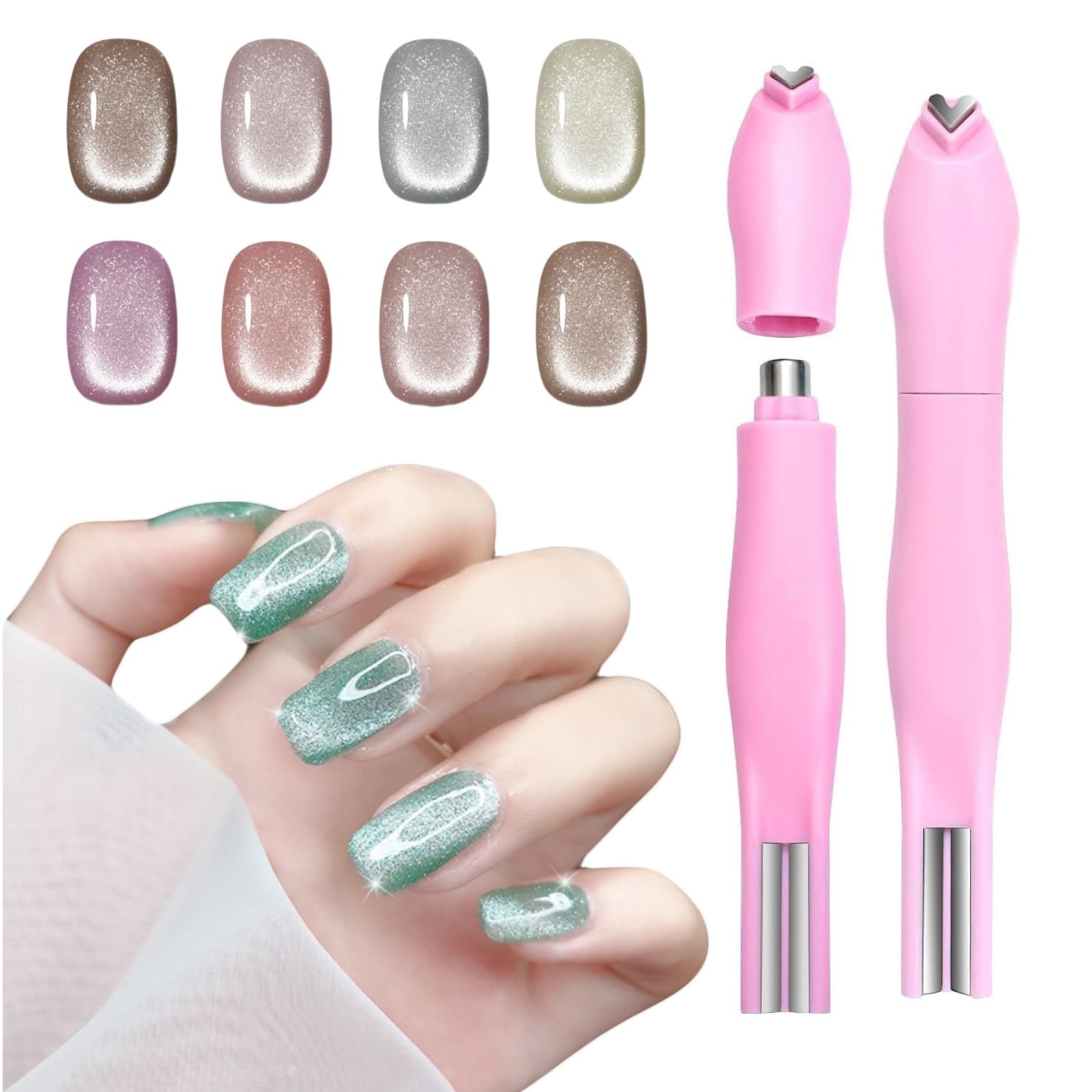 3 in 1 Cat Eye Nail Magnet,Versatile Heart, Round & Line Shape Cat Eye Magnet…