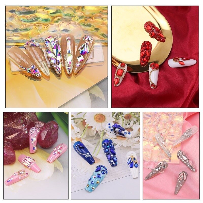 1440 Flame Glass Crystal Nail Art Rhinestones Flat Back Gems 3D Nail Tips Decor
