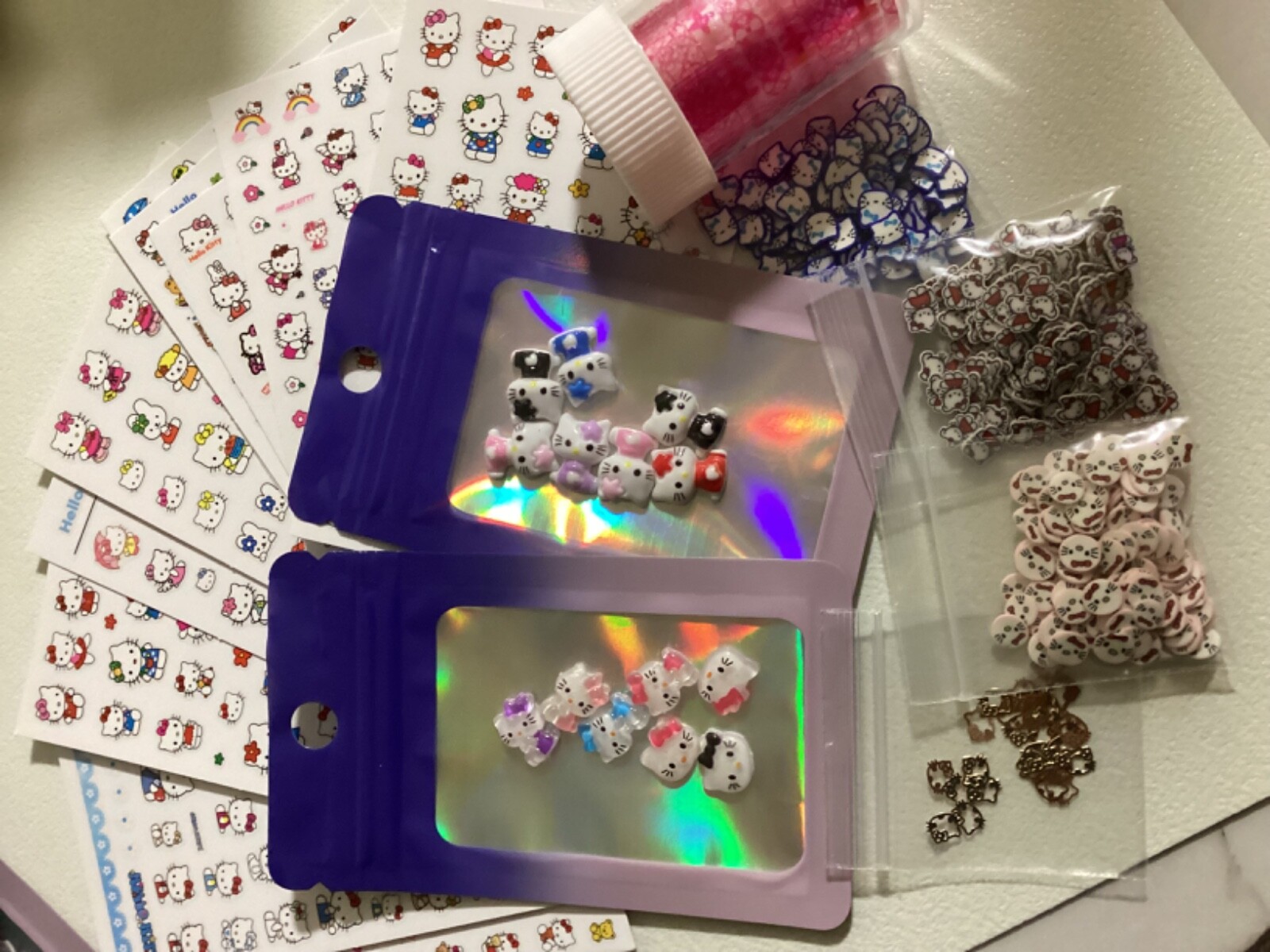Grab bags Cartoon Hello Kitty Flat back Nail Art Manicure Decors Charm lot