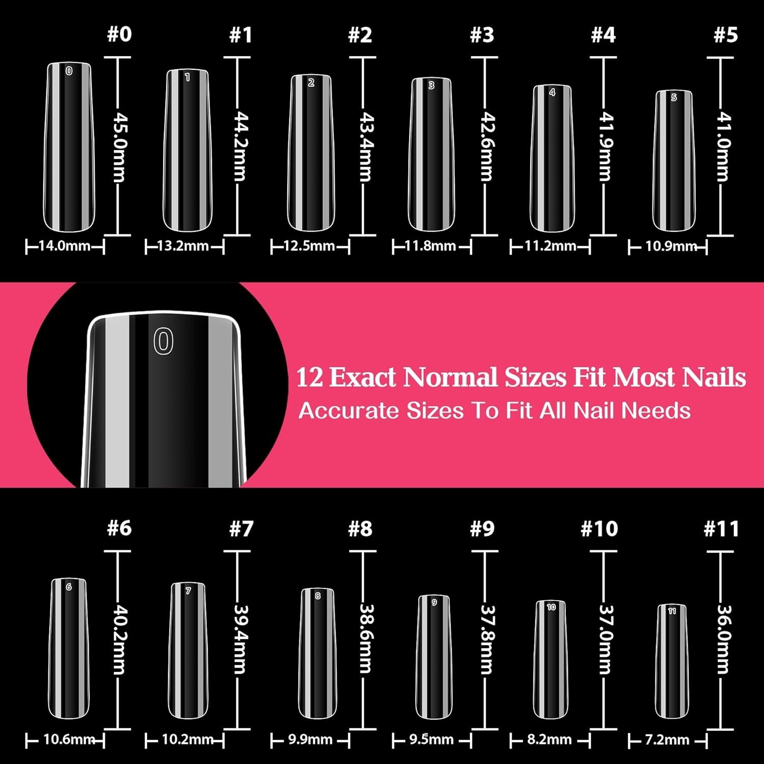 XXL Long Square Nail Tips – 216PCS No C Curve Full Cover Gel for Salon-Qualit…