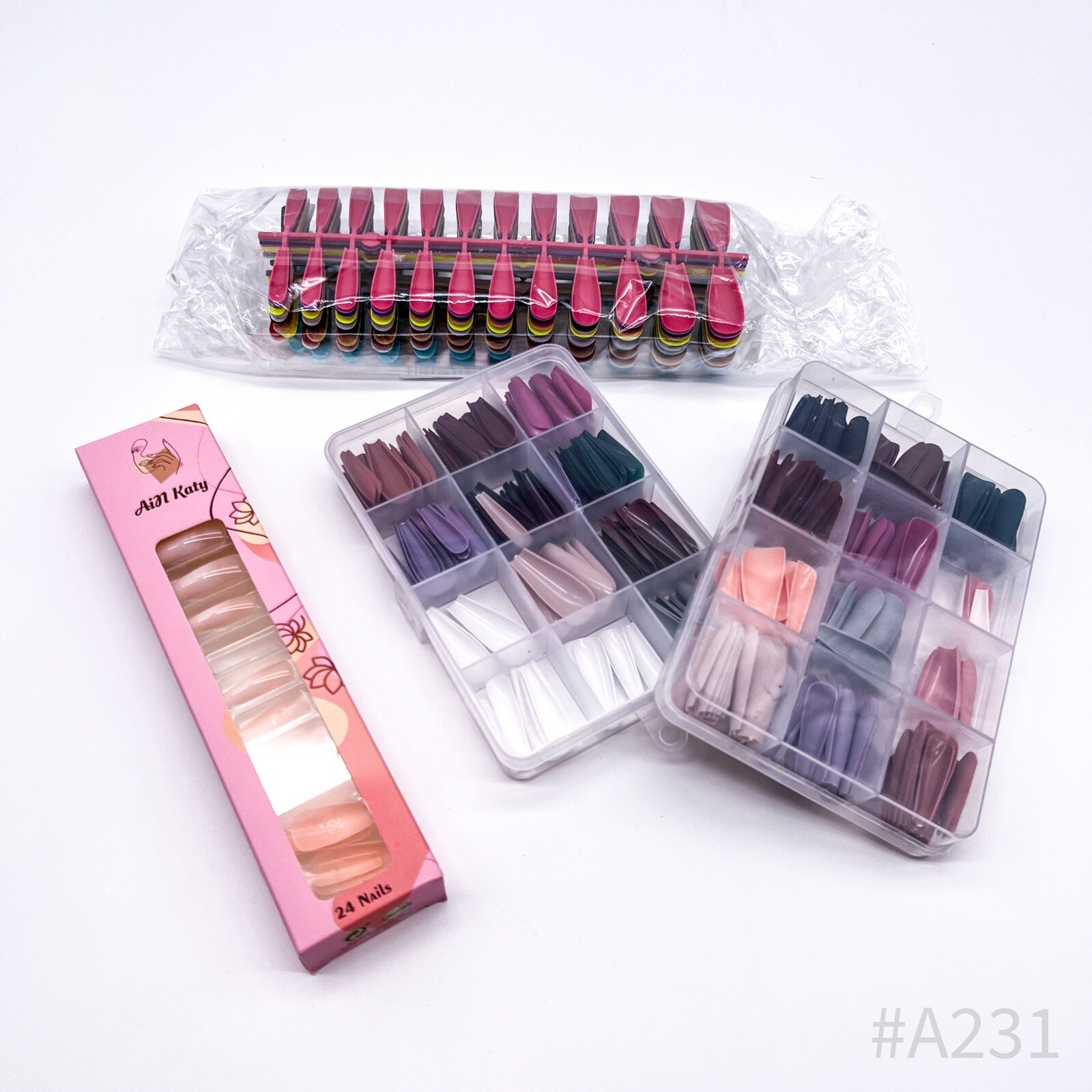 Assortment Press-On-Nails Nails Ballerina various Colors (4 pcs.)
