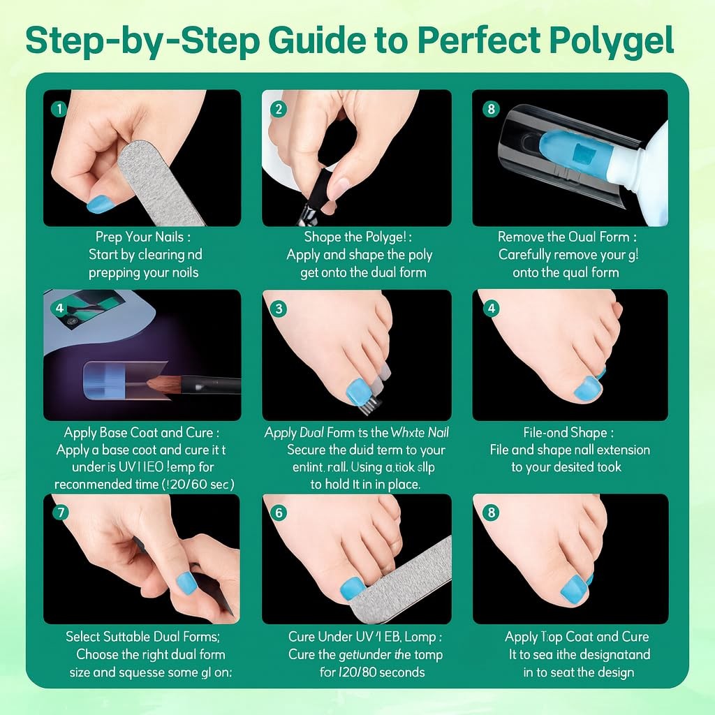 Straight Polygel Nail Forms for Toes, 150PCS Reusable Dual Forms for Poly Ext…
