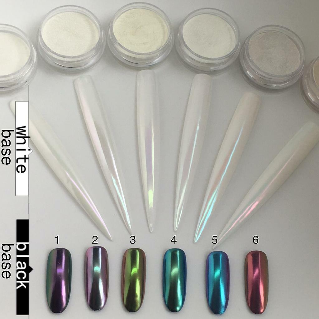 Aurora White Chrome Chameleon Nail Powder Rainbow Colour Changing Mirror Effect