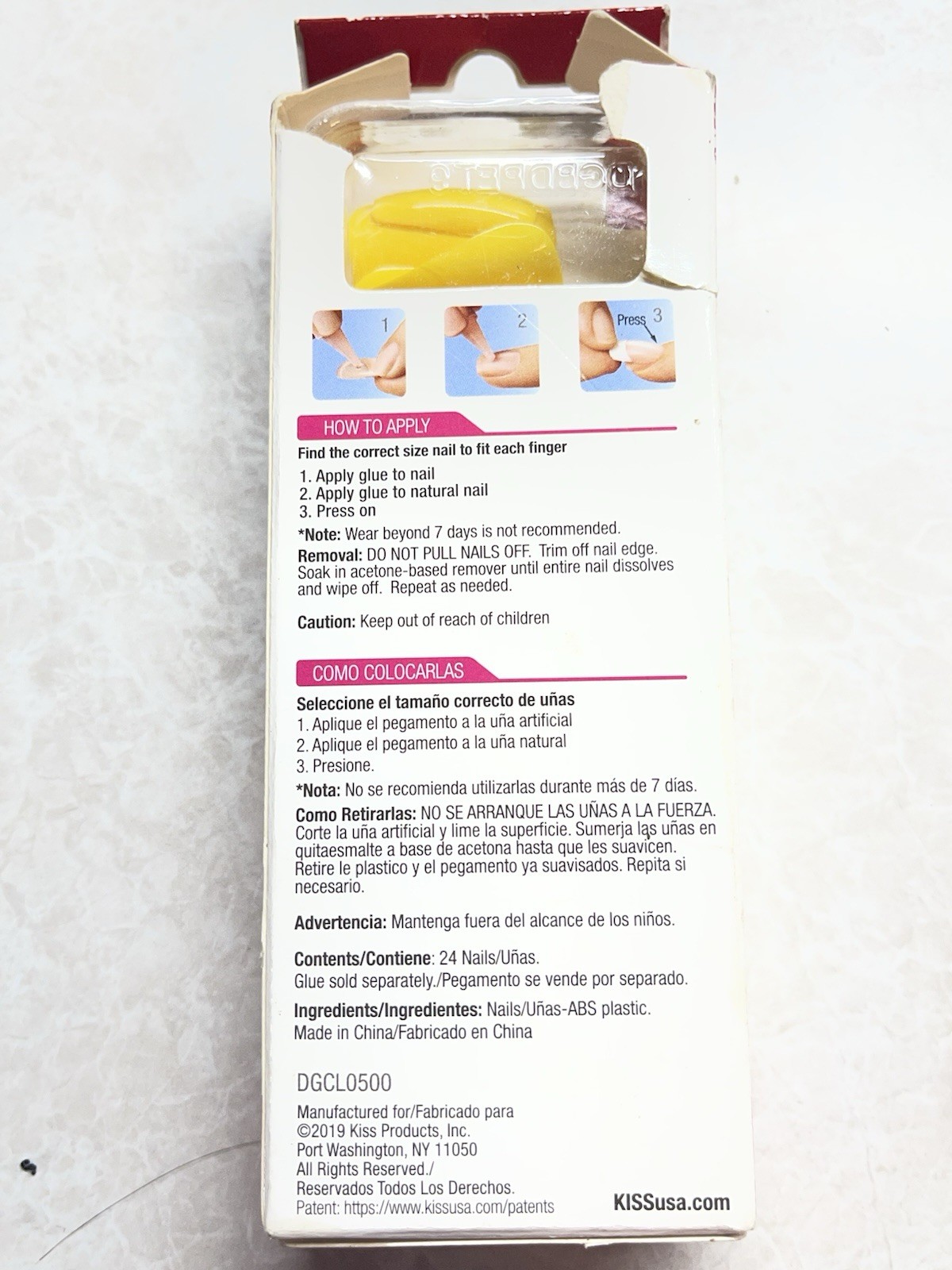 KISS Salon Color Ready-to-Wear nails in a glossy yellow finish.