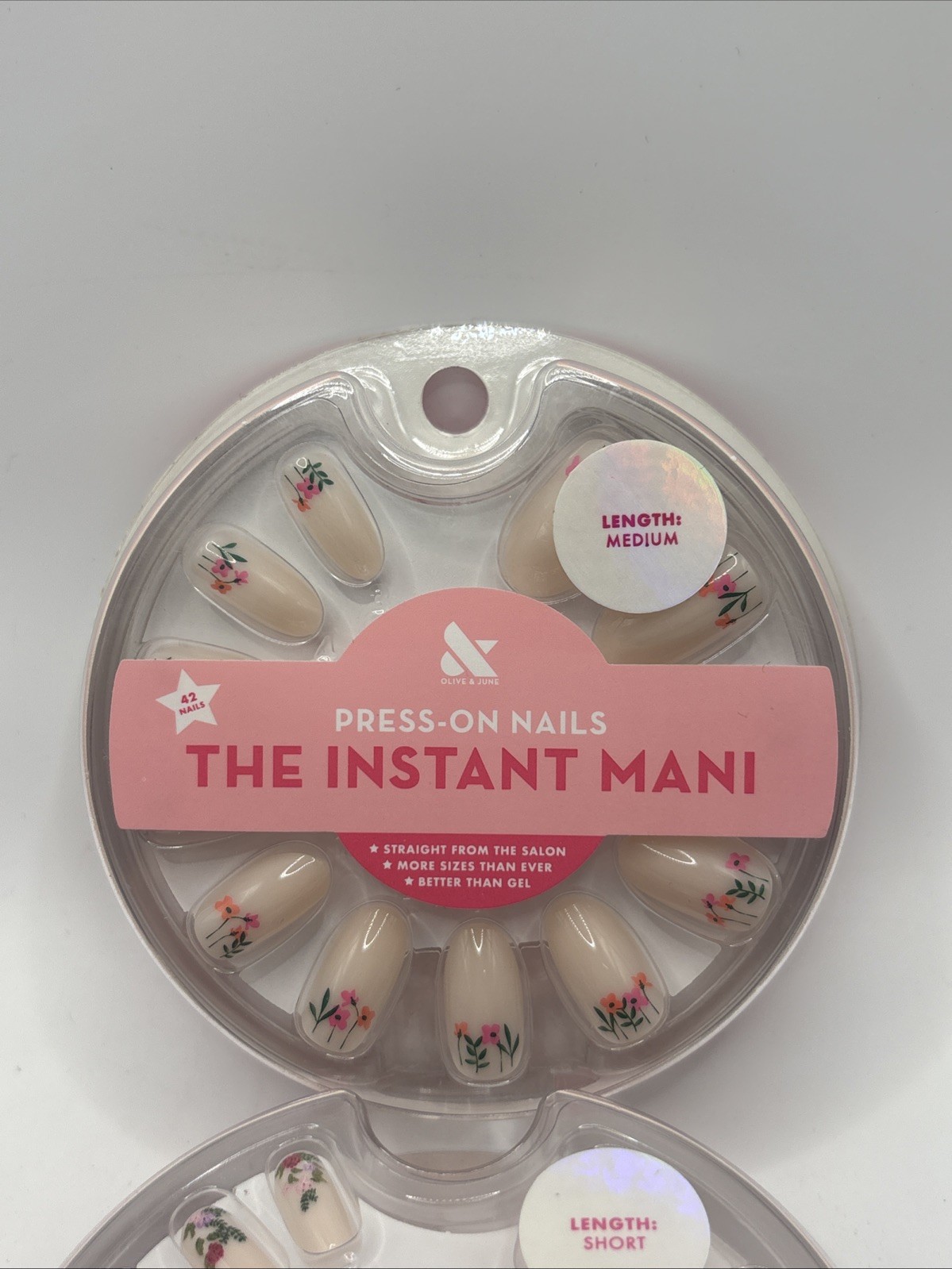 Olive & June Press On Nails, Length Short And Medium With Flower Designs