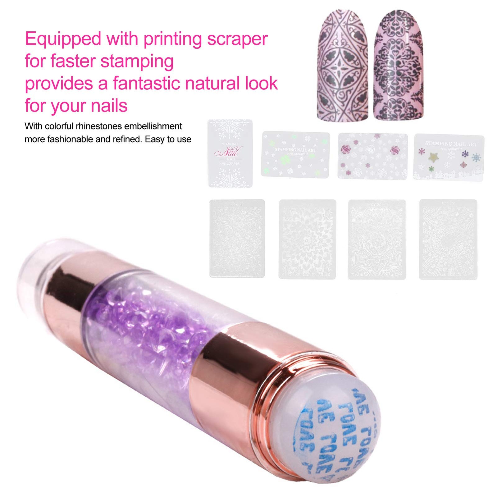 Manicure Stamping Plates , Fashionable 4Sets Double Ended Pen Colorful Rhines…